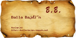 Balla Baján névjegykártya
